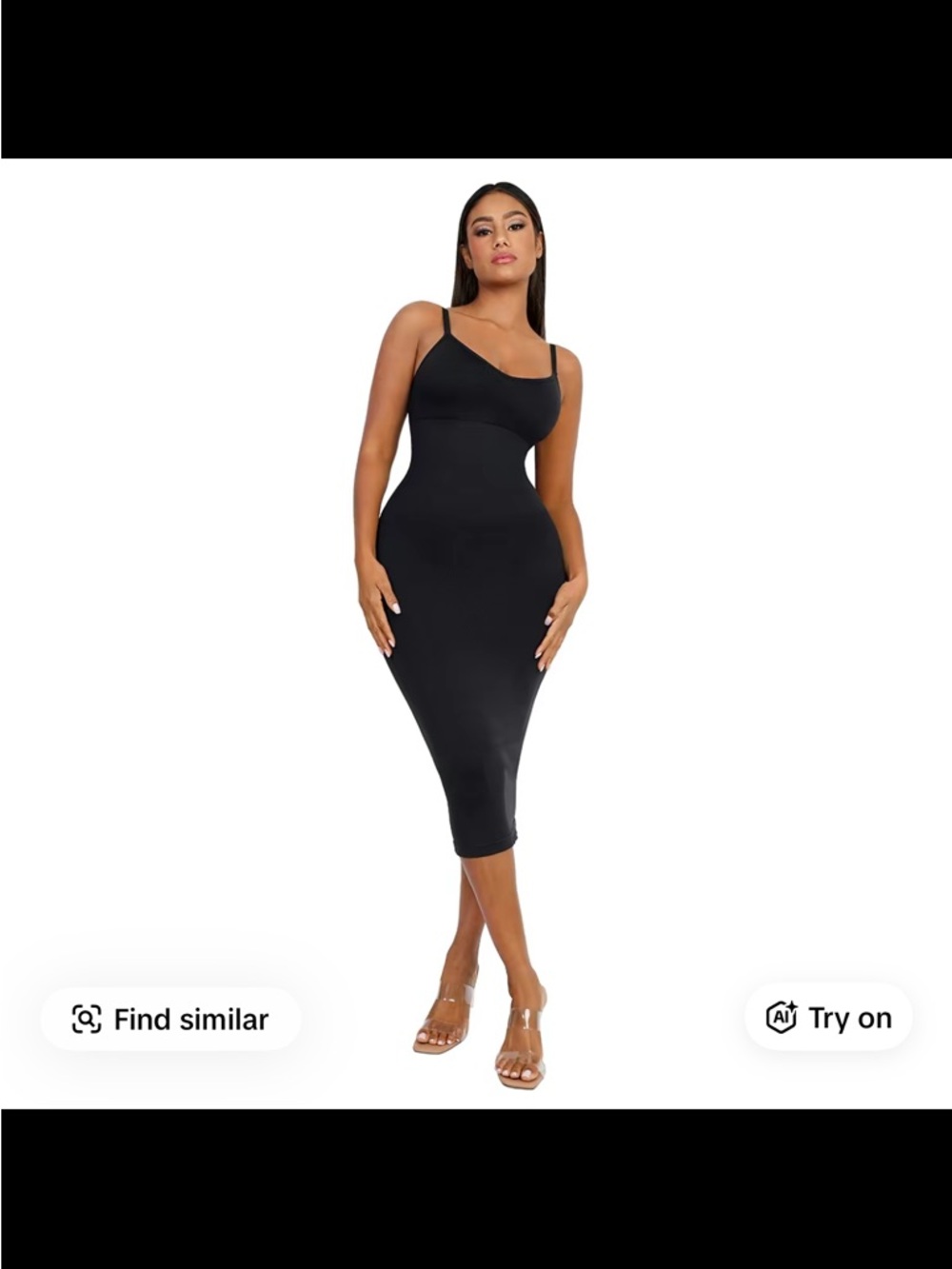 New Black Midi Dress with built in Tummy control adjustable straps